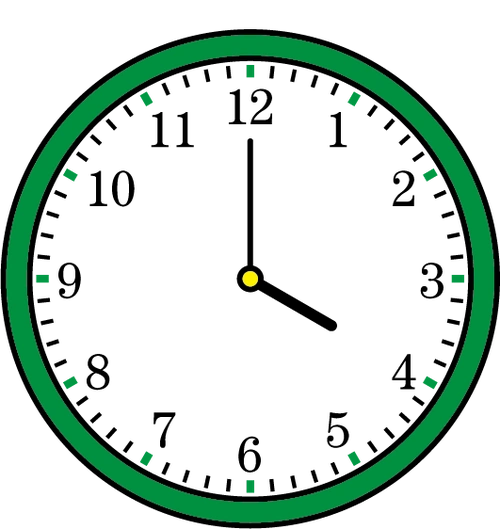 下面钟面上的时针和分针在4时整所形成的角是多少度