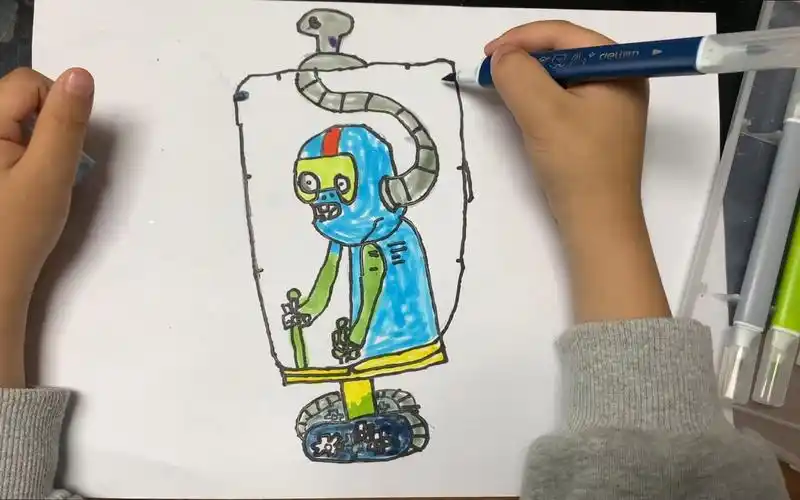 植物大战僵尸简笔画-电磁盾僵尸