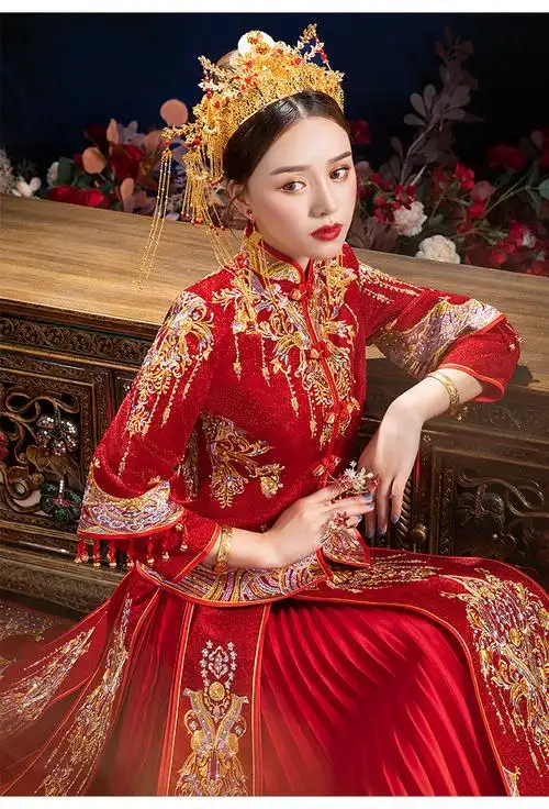 秀禾服新娘2020秋季新款结婚出阁服婚纱中式嫁衣大码风秀和服