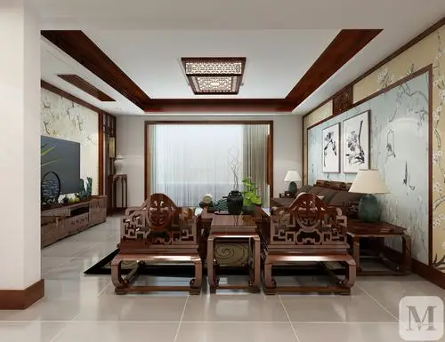 中式客厅背景墙装修效果图