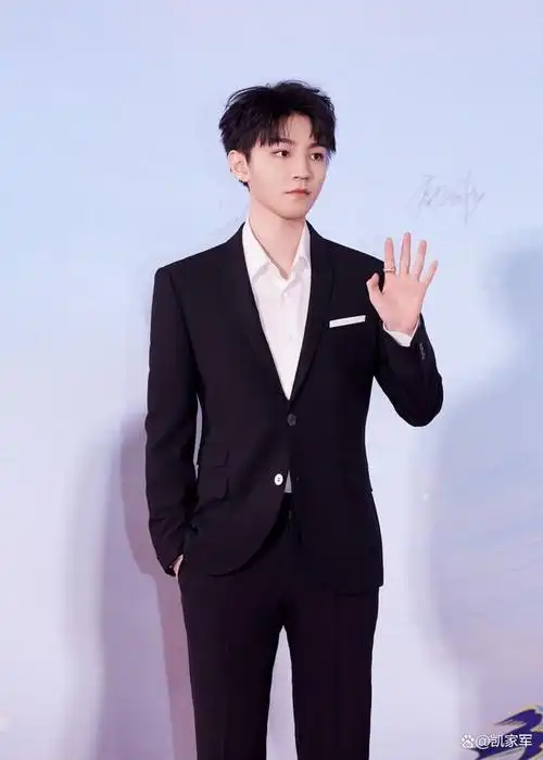 王俊凯黑西装与前辈一起亮相红毯,递笔,签名都好绅士