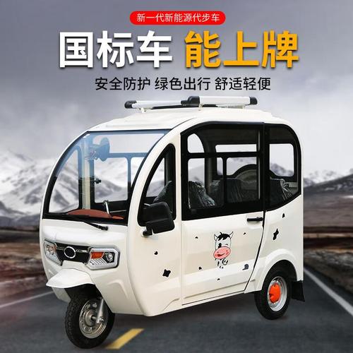 国标可上牌电动三轮车全封闭家用小型代步接送孩子电瓶车女性带蓬