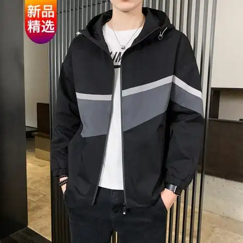 外套男高品质国潮外套男工装宽松夹克运动休闲百搭超火上衣男亚麻灰j