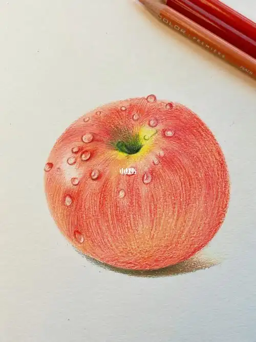彩铅画水果苹果绘画过程