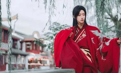 淡辉夕颜,公子如玉,是你执一把青伞,为我许下一世长安)古风汉服真人男