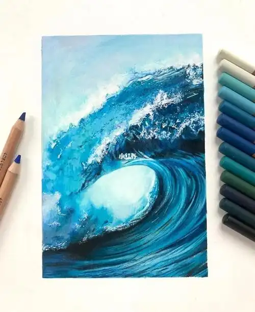 彩铅海浪