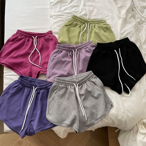 运动短裤糖果色女装休闲裤居家外穿百搭宽松显腿长高腰阔腿热裤夏