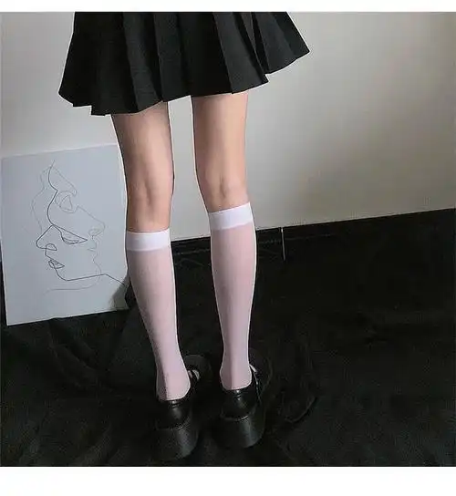 夏季jk薄款丝袜白色透明长筒袜子女日系黑丝百搭小腿袜 2双*黑色 小腿