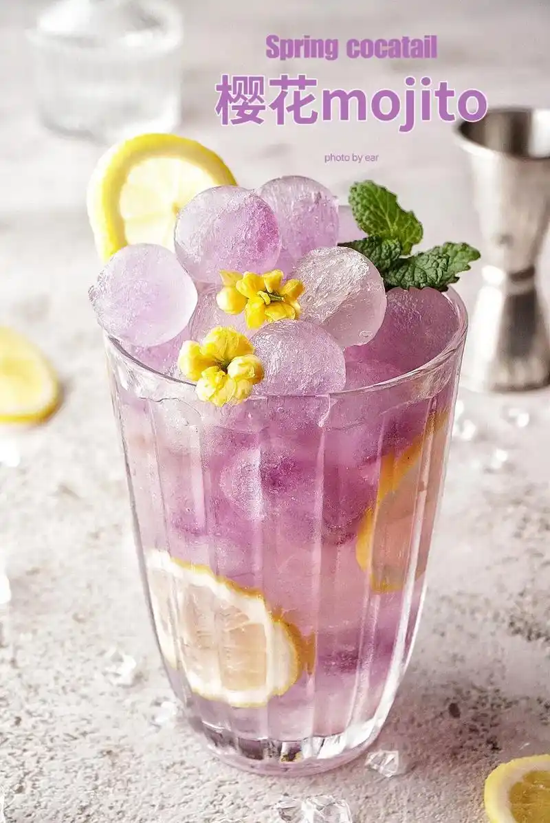 春樱花莫吉托mojito94微醺鸡尾酒.#自制饮品 #抖音美 - 抖音