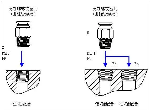 内,外螺纹配合后不具有密封性,在管路系统中仅起机械联结作用,也可