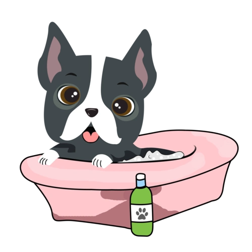 萌萌可爱卡通小狗洗澡图片