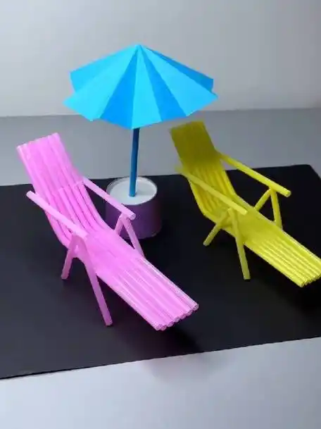 用吸管制作迷你躺椅,太可爱啦用吸管制作迷你躺椅,太可爱啦#手工diy