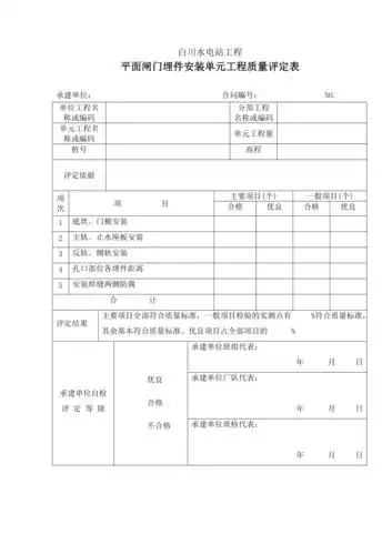 闸门安装验收记录表格word
