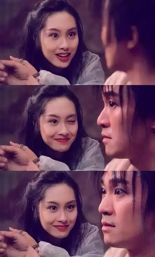 当年朱茵这个眨眼睛的动作,不知迷倒多少人.