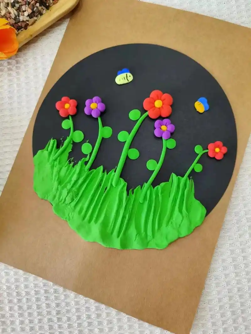 超轻粘土春天装饰画.