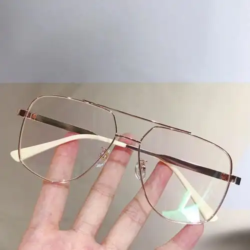 小红书同款金色双粱近视眼镜男小红书透明镜框大脸显瘦素颜有度数