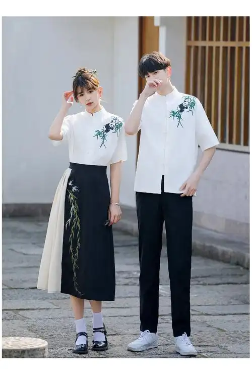 2024实拍夏情侣装学院风古风墨竹毕业照舞台演出服班校服 - 17网