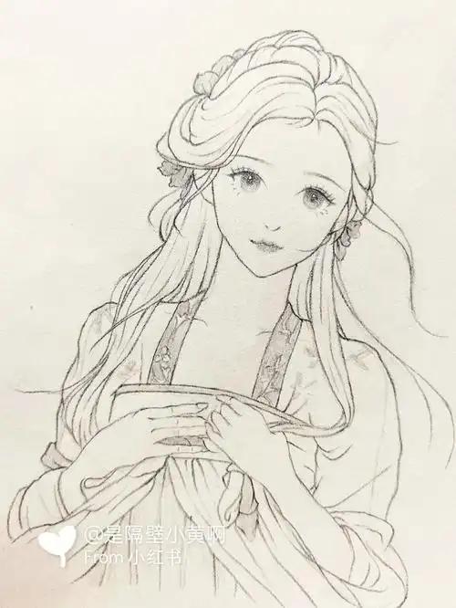 古风人物线稿含步骤