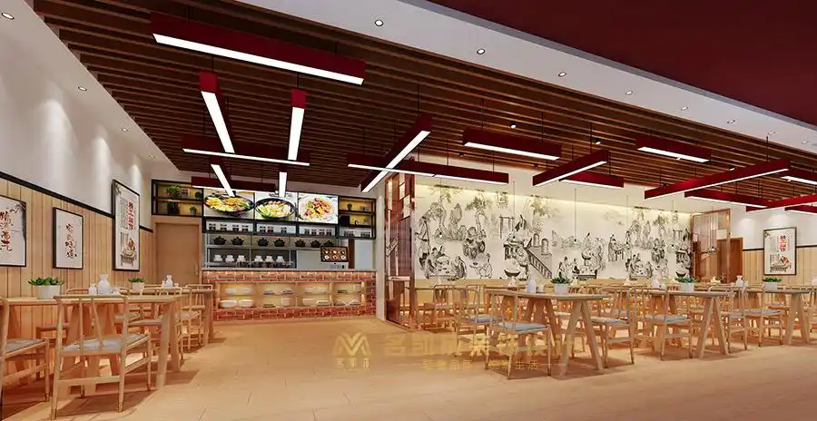 面馆装修设计效果图,面食店设计方案,手工面