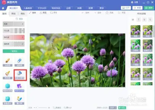 在美图秀秀中用局部变色笔修改花朵的颜色