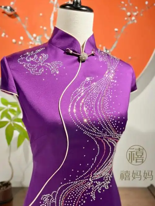 天津婚礼妈妈装古典紫色自带优雅贵气感