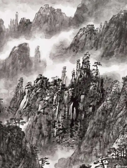 黄山墨韵图(局部)之二_山水黄山_李小可作品展_李小可在线作品_李小可
