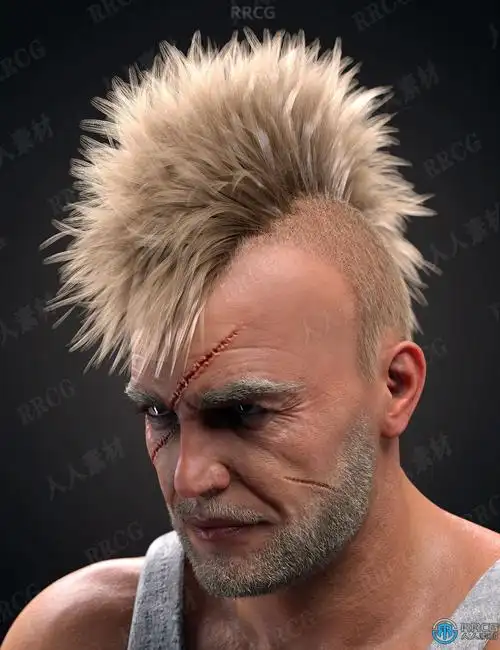 硬汉夸张不同发色飞机头发型3d模型合集
