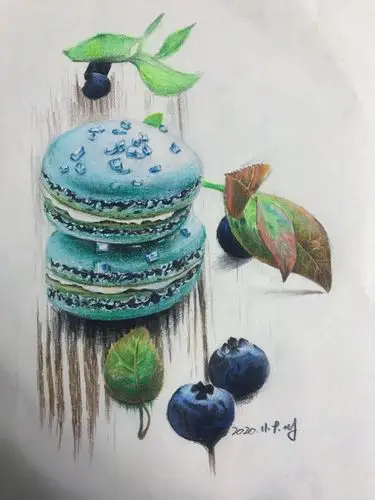 彩铅画马卡龙附过程