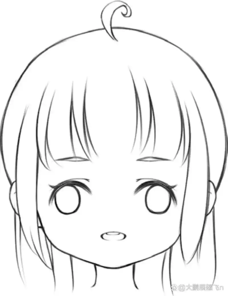 《我爱画画》q版人物的头部绘制案例 平视正面用橡皮擦擦浅草稿的颜色