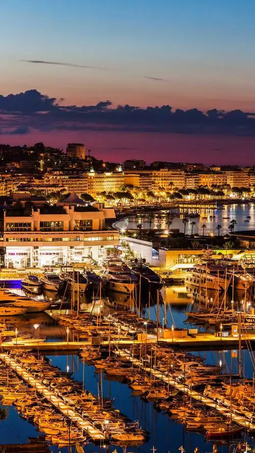 法国戛纳之夜,风景-手机壁纸