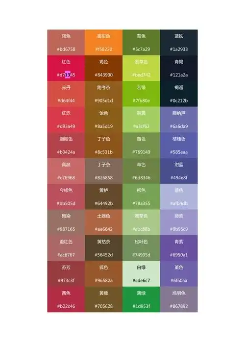 颜色名称颜色对照表doc