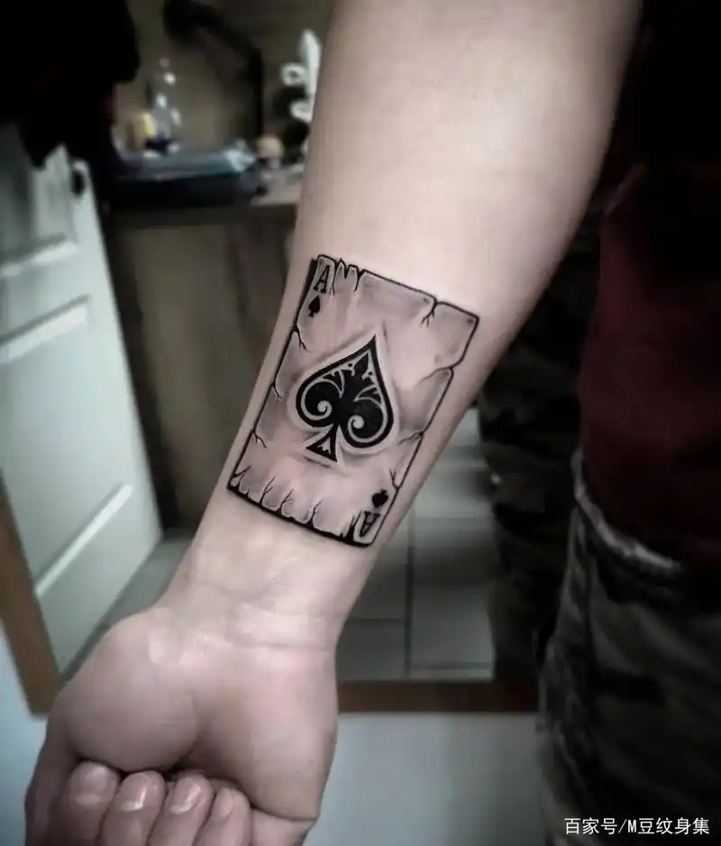 欧美扑克牌纹身手稿