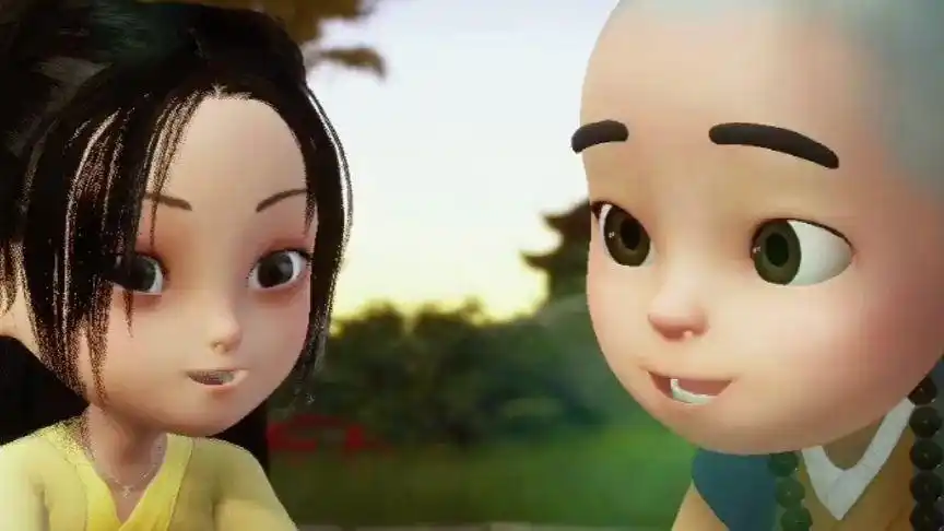 一禅小和尚一个女施主跟小和尚说话小和尚害羞的脸红到脖子了