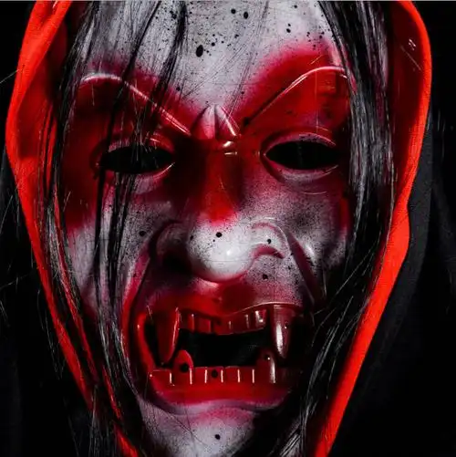 恐怖鬼脸面具 新款万圣节装扮面罩 搞怪带发吸血鬼面具男女万圣节