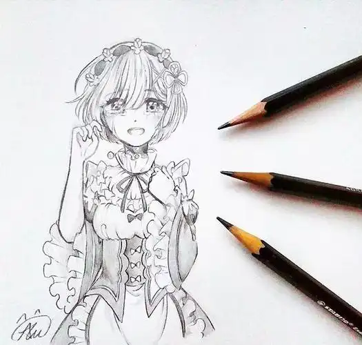 线条感十足的动漫人物素描超美少女