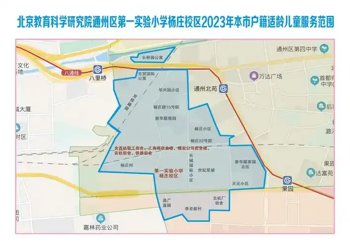 2023北京通州区副中心155平方公里范围内小学服务范围图