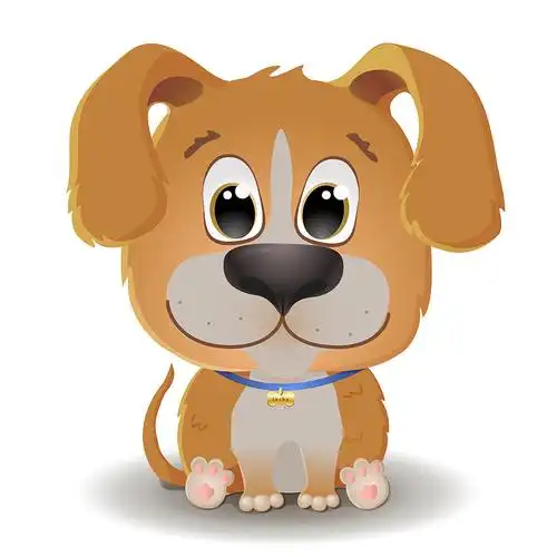 可爱的米黄色的大眼睛卡通风格的狗图片