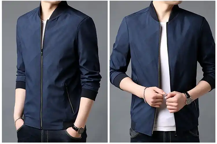 夹克男2020春装新款装男士夹克商务休闲中青年百搭立领格子外套男男装