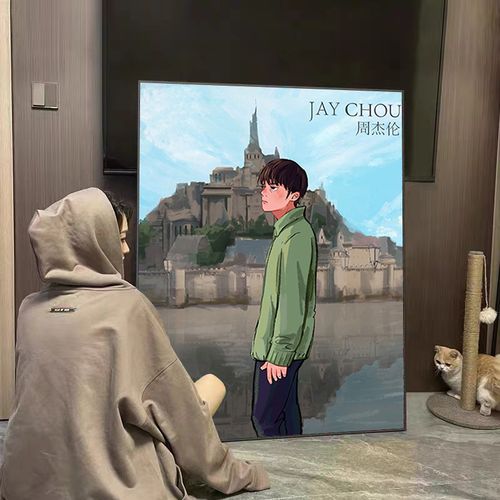 jay周杰伦q版可爱专辑封面钻石画2023新款卧室客厅手工贴钻十字绣