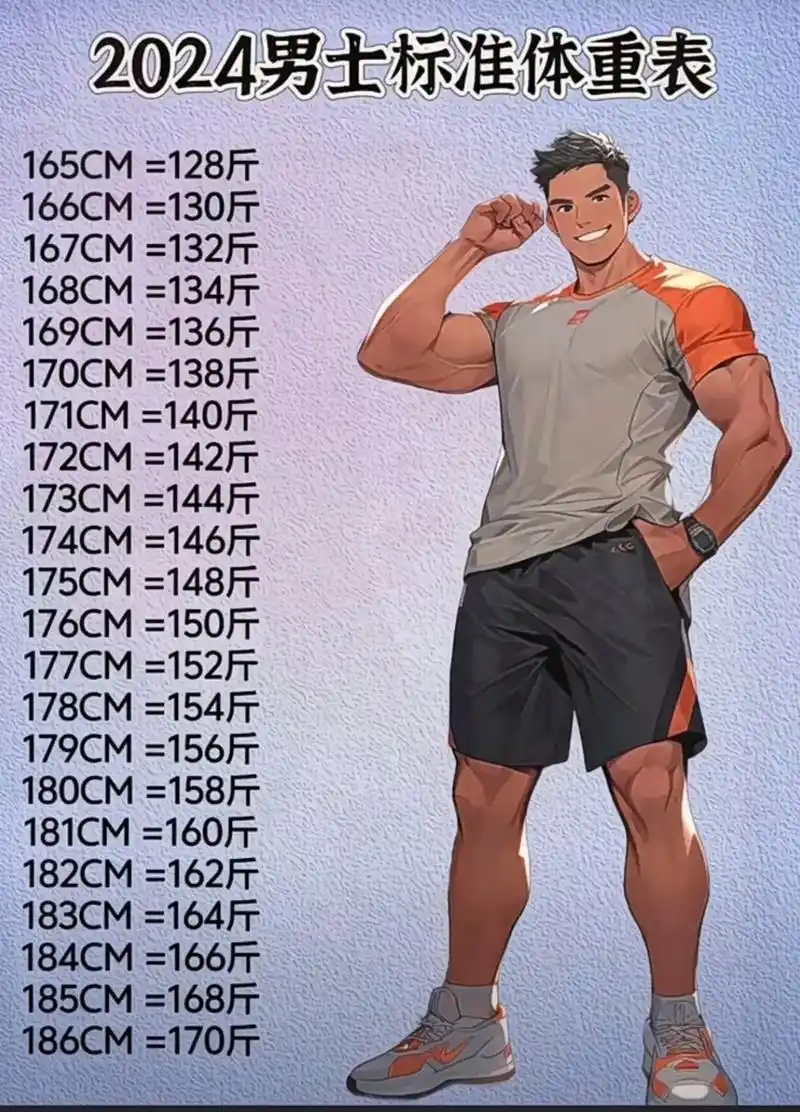 2024年男士标准体重对照表#跑步 #健身小白必看经验