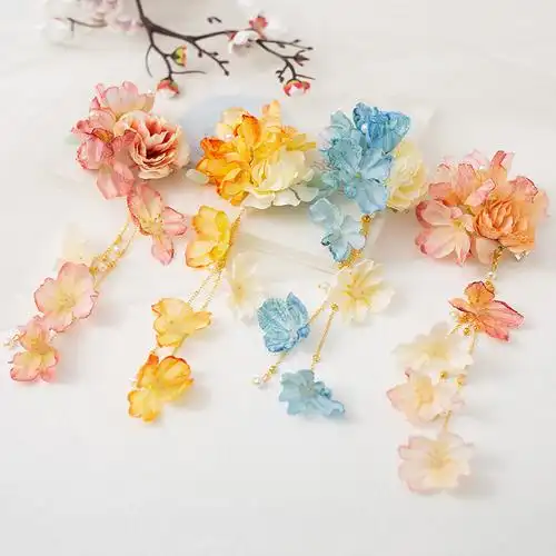 汉服头饰绢花发饰古风发簪花朵发夹复古头花簪子儿童古装唐风钗子