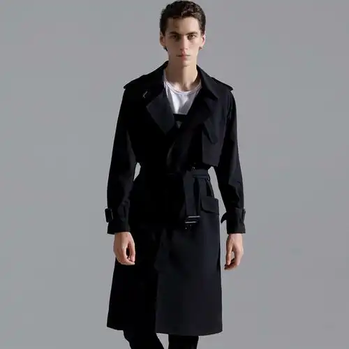 男士冬季加绒加厚皮衣男外套加长过膝大衣发型师中长款帅气风衣潮已售