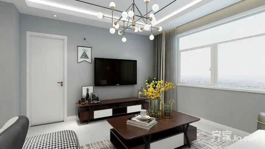 灰蓝色的壁布衬托出了独有的成熟内敛气质!