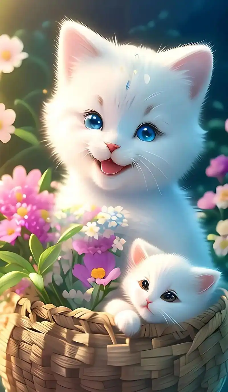 萌萌的白色小猫#这也太可爱了吧 #治愈系 #送你一张壁纸 - 抖音