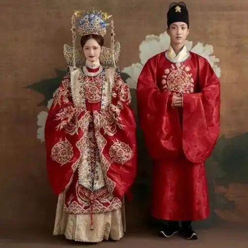 帛闻明制汉服婚服原创国风结婚花嫁男女全套中式新娘嫁衣凤冠霞披