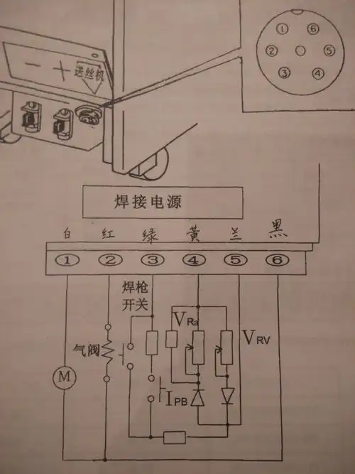 松下气保焊机与机头连接电路图