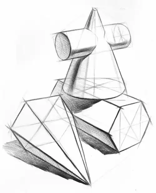 素材精选:石膏几何体结构素描系列