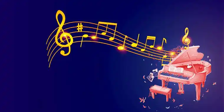 蓝色清新动感音乐企业年会展板背景