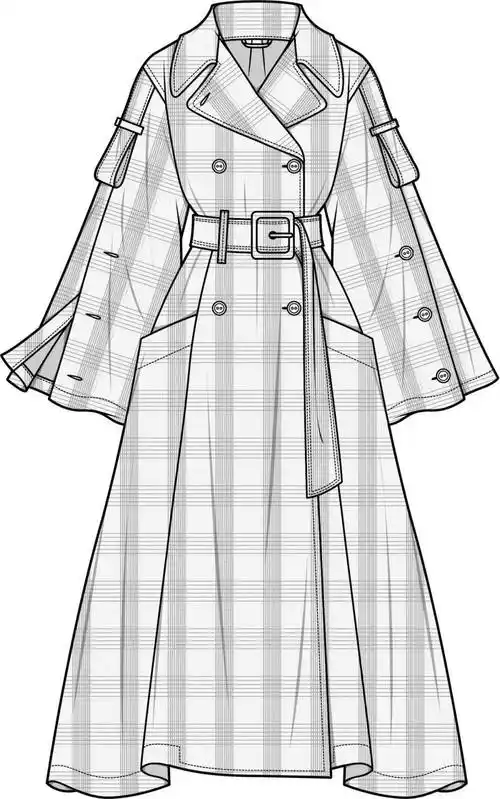 173款-风衣/大衣-平面款式图线稿合集!(素材)_图片_服装_微信