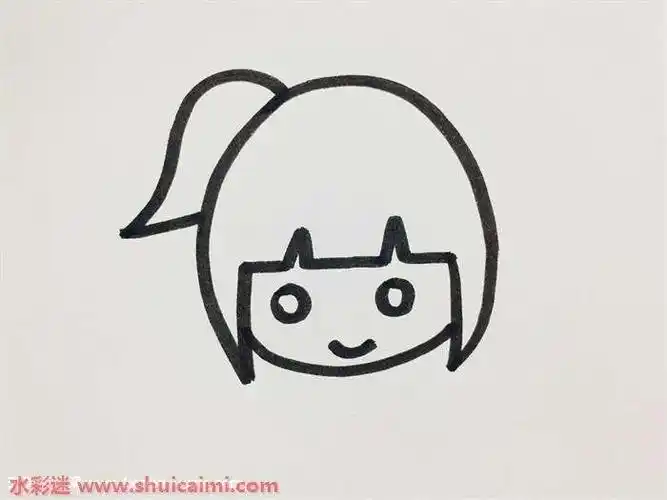 马尾女孩简笔画怎么画步骤